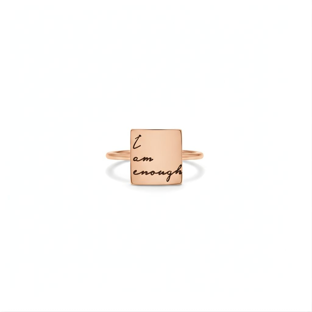 Engraved Name Square Ring