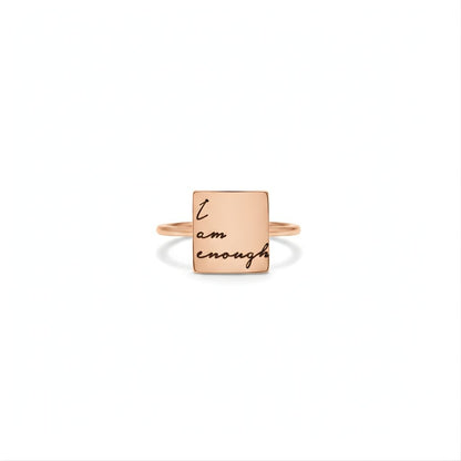 Engraved Name Square Ring