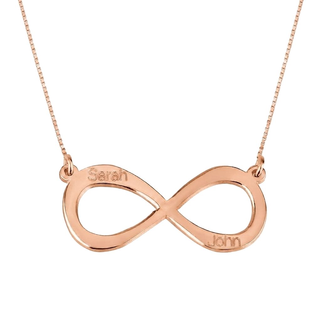 Horizontal Infinity Two Names Necklace