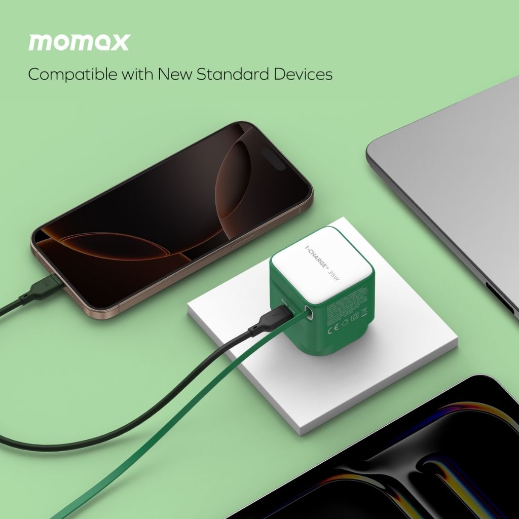 Momax 1-Charge 35W GaN 1-Port Charger With Built-In Usb-C Cable