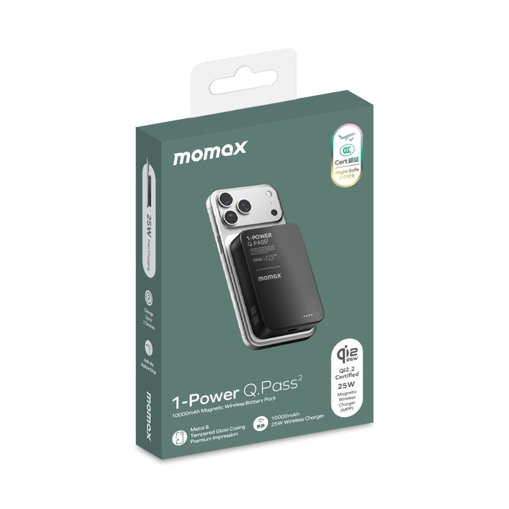 Momax 1-Power Q.Pass2 10000 mAh Qi2 25W Magnetic Wireless Power Bank