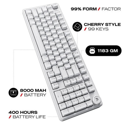 Cybeart Akula 99 - Tri-Mode Wireless RGB Gaming Keyboard - White