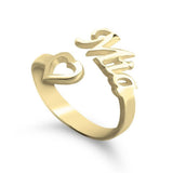 Name Ring With Hollow Heart