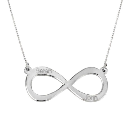 Horizontal Infinity Two Names Necklace