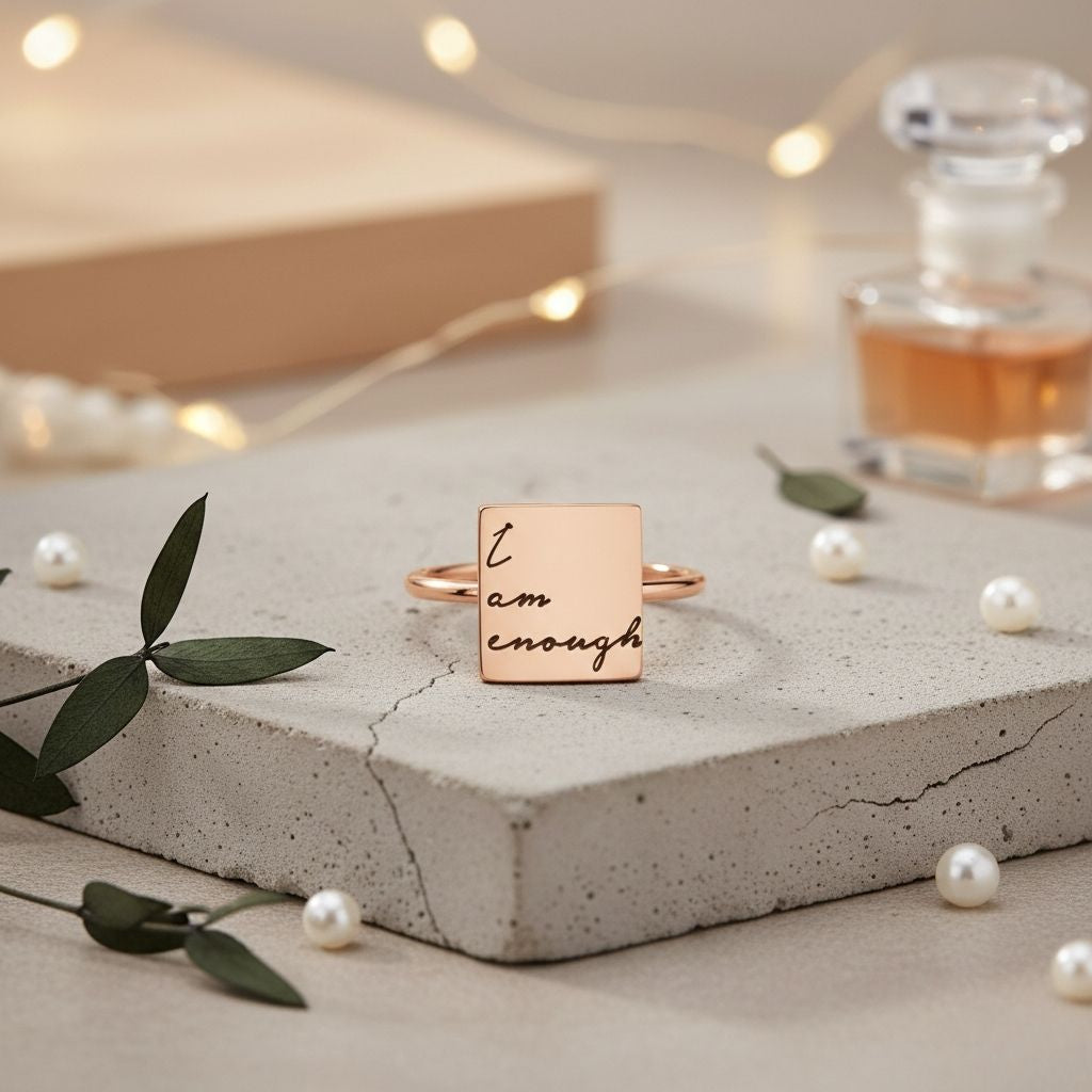 Engraved Name Square Ring