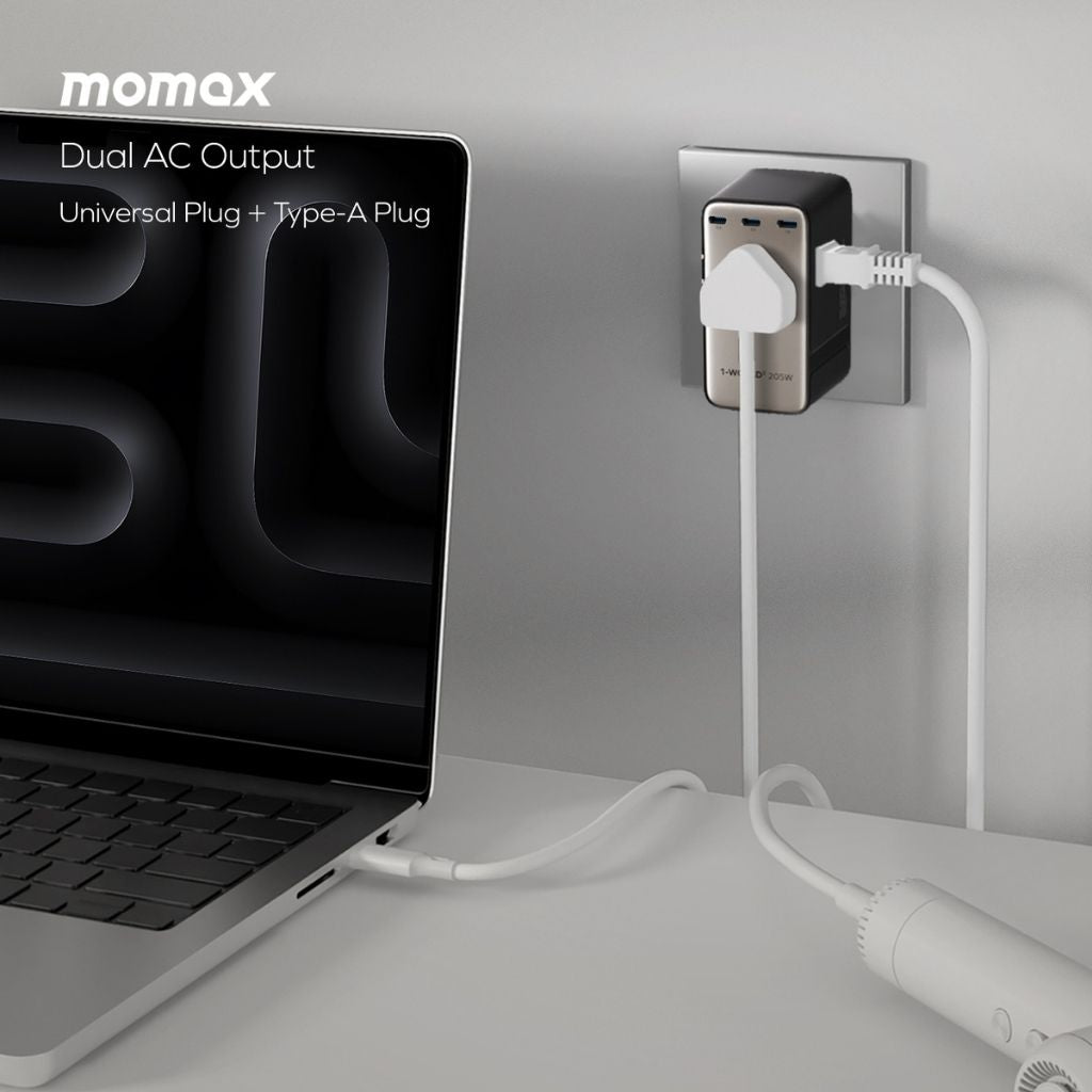 Momax 1-World2 205W 7-Port Dual Ac Travel Adaptor