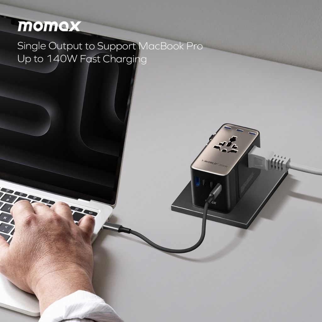 Momax 1-World2 205W 7-Port Dual Ac Travel Adaptor