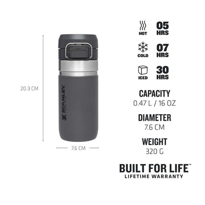 Quick Flip Water Bottle 470 ml/16 oz - Charcoal
