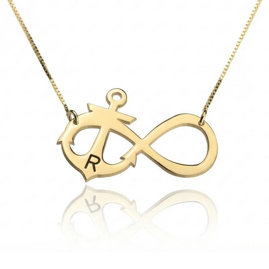 Anchor Infinity Initial Necklace