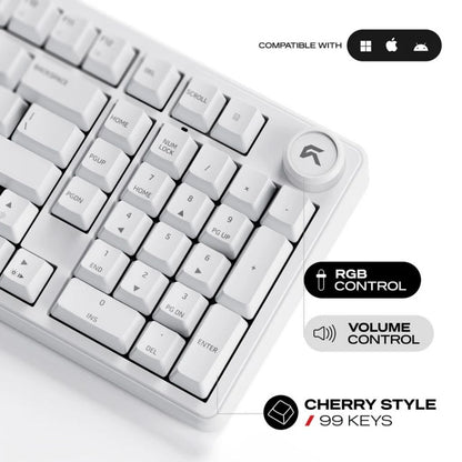 Cybeart Akula 99 - Tri-Mode Wireless RGB Gaming Keyboard - White