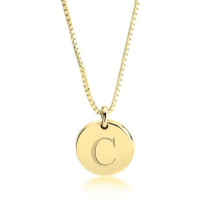 Personalized Engraved Letter Round Disc Necklace