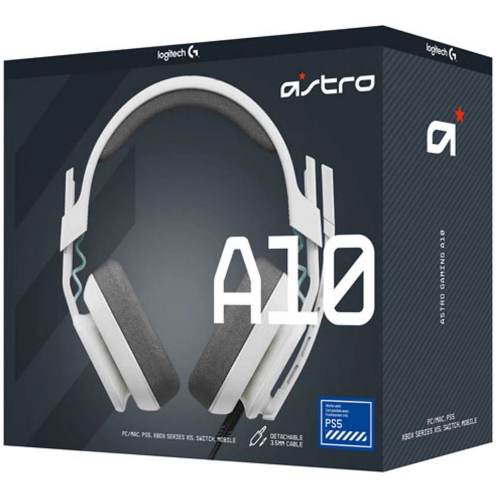 Logitech Astro A10 gaming headset packaging on a white background