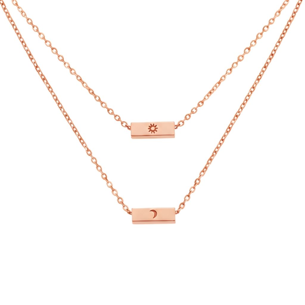 Customised Initial Bar Necklace Set