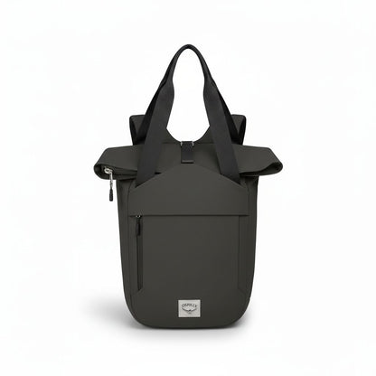 Black backpack on a white background