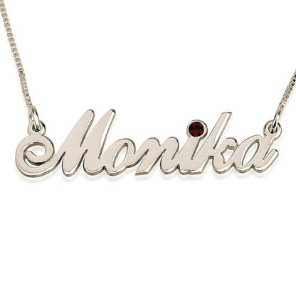 Engraved Birthstone Name Necklace