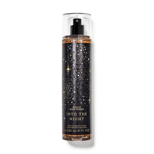 Bath & Body Works 'Into The Night' perfume spray bottle on a white background