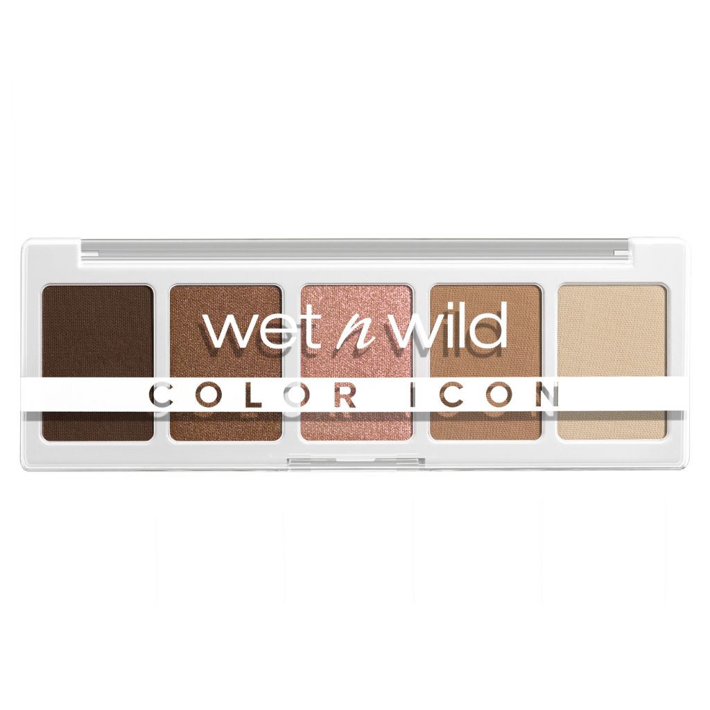 Wet n Wild eyeshadow palette with five colors on a white background