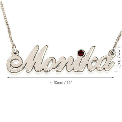 Engraved Birthstone Name Necklace