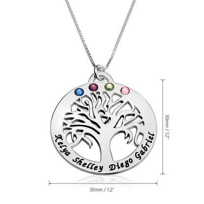 Four Birthstones Family Tree Necklace