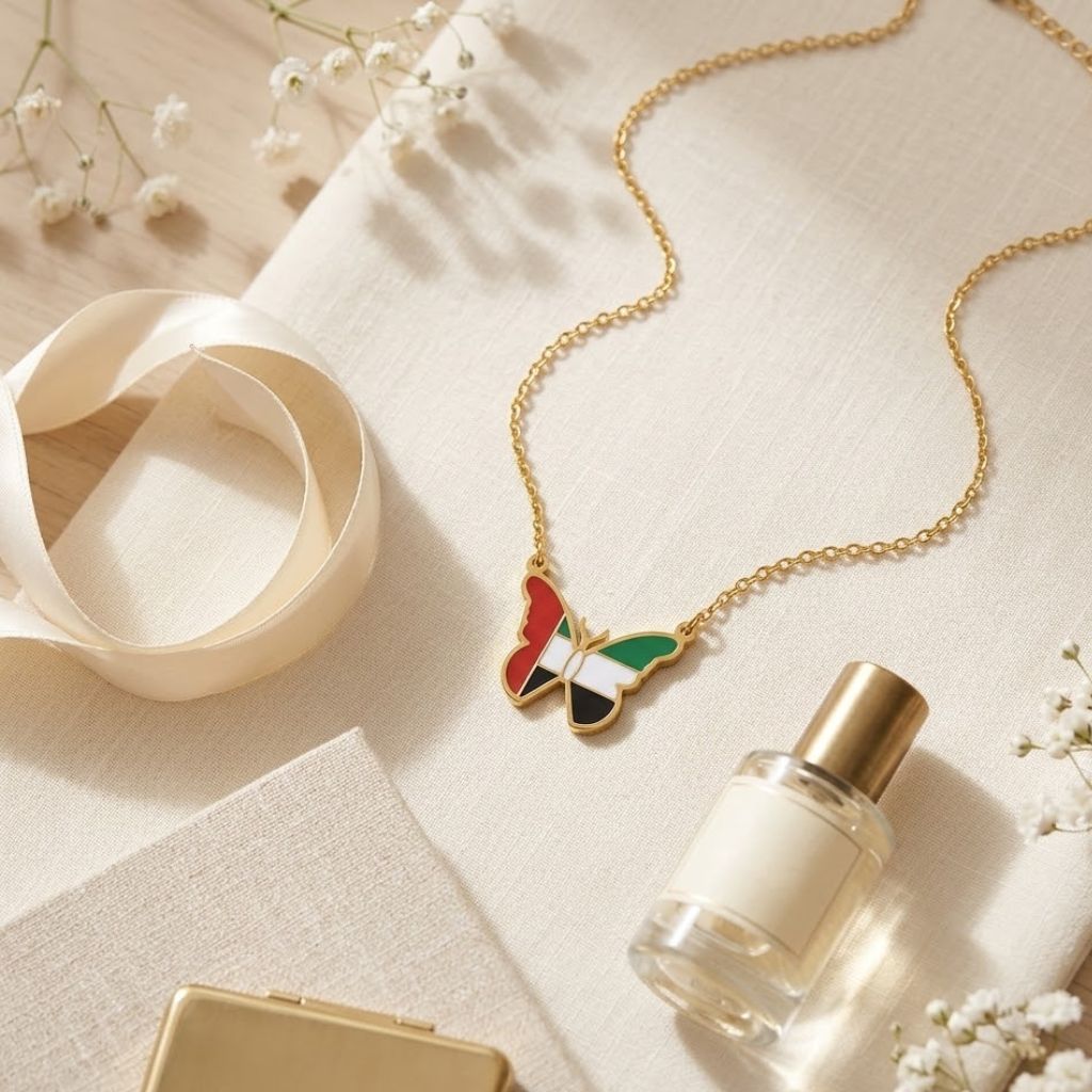 UAE Flag Butterfly Necklace