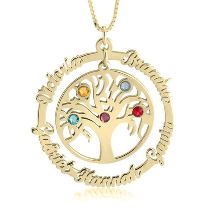 Custom Birthstones Family Tree Necklace