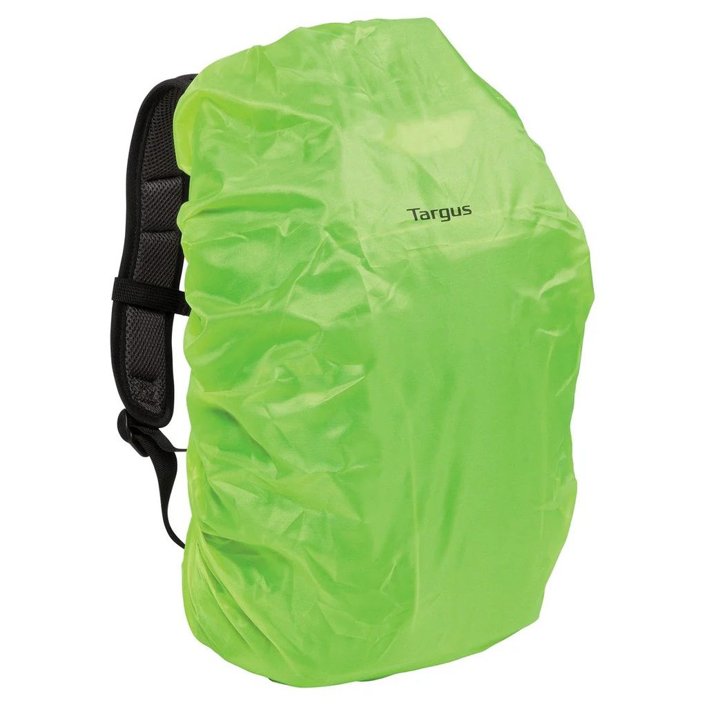 Green Targus backpack cover on a white background