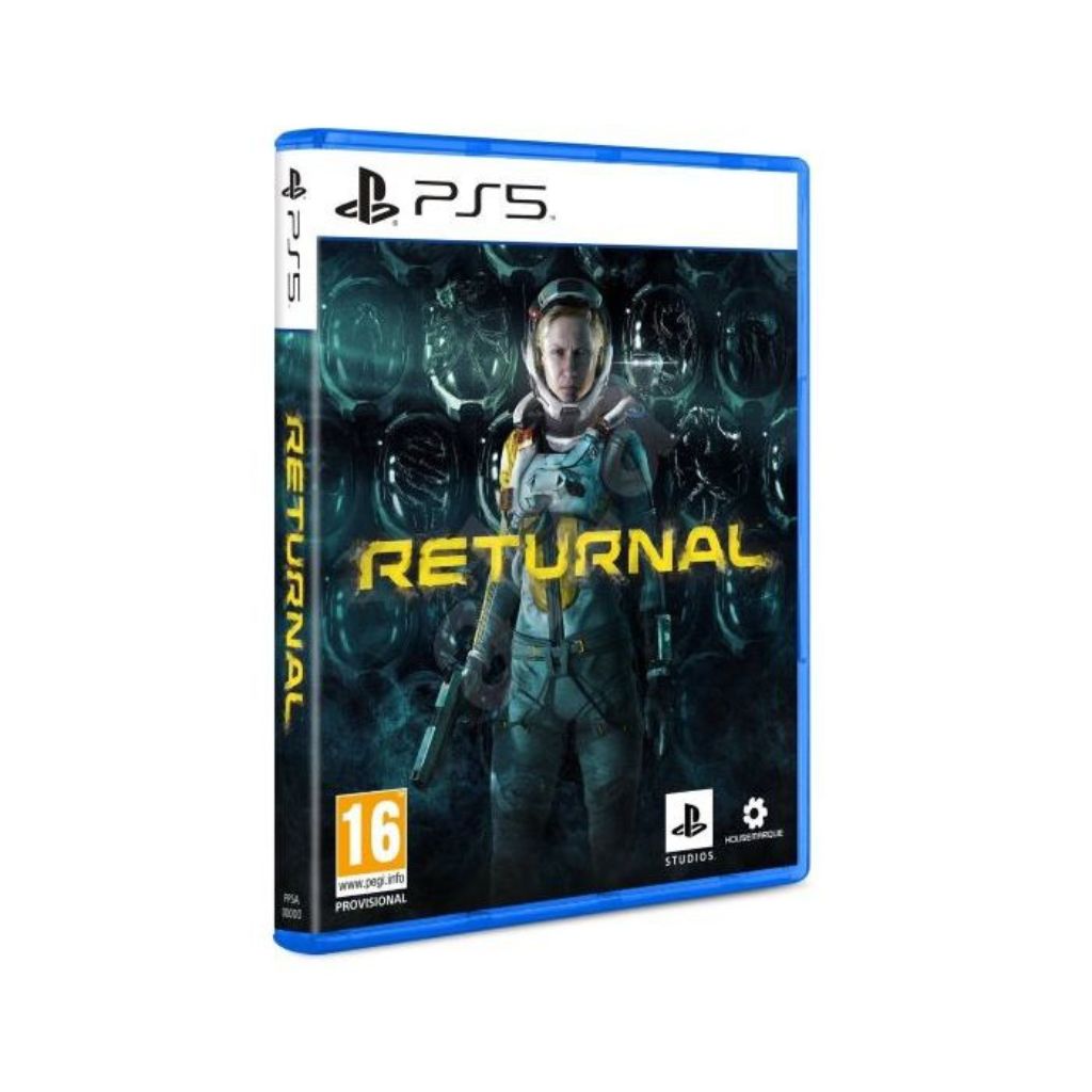 Game box for 'Returnal' on PS5 with a character image and 'Returnal' text.