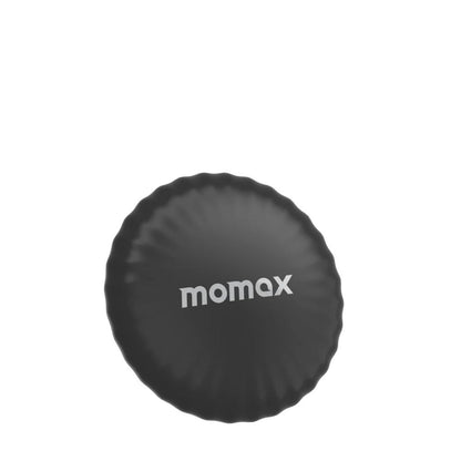 Black circular product with 'momax' branding on a white background