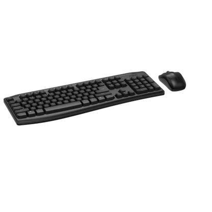Black keyboard and mouse set on a white background