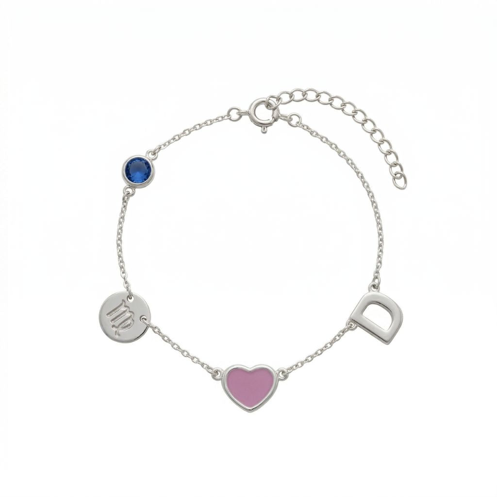 Personalised Zodiac Birthstone Initial Bracelet