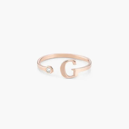 Engraved Birthstone Initial Letter Ring