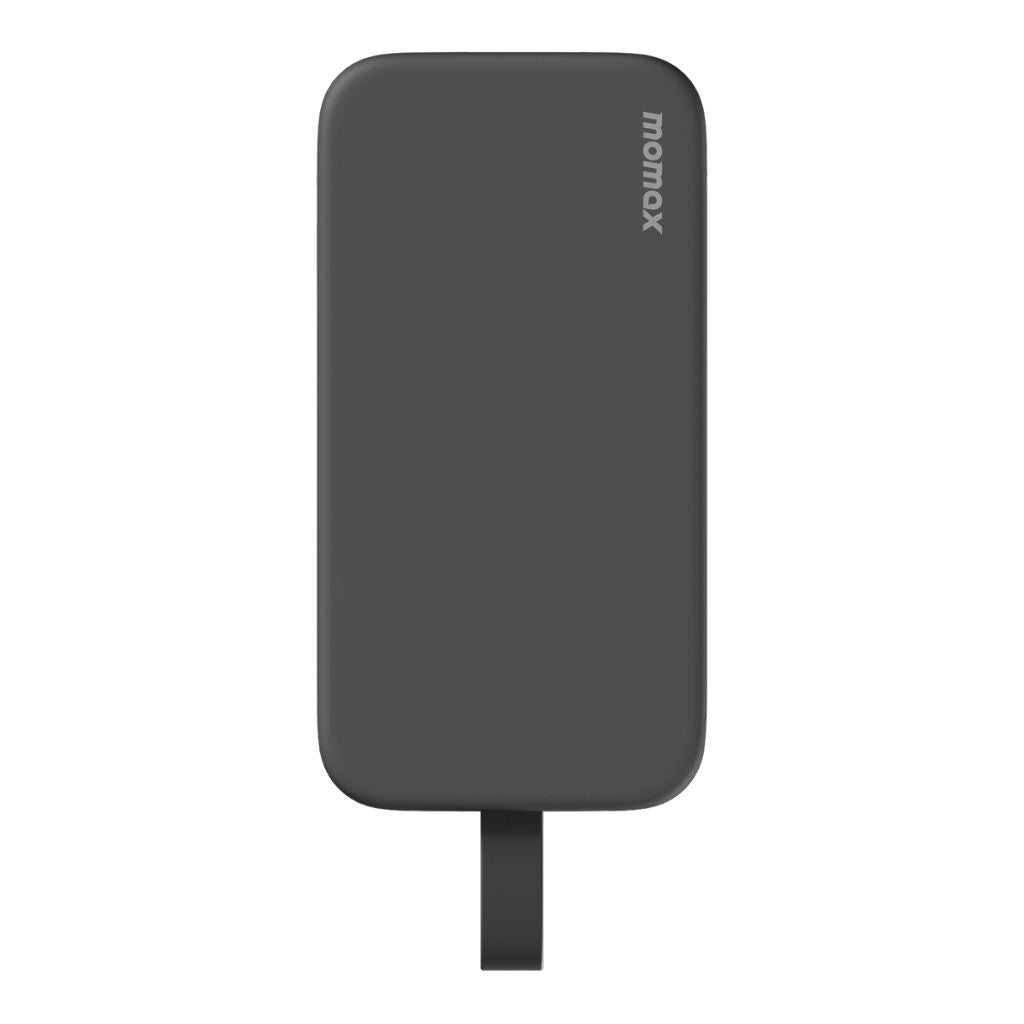 Black phone case with 'momax' branding on a white background