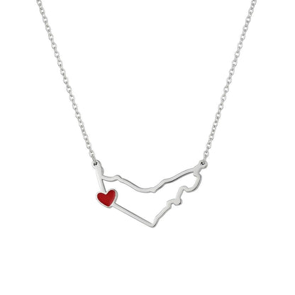 UAE Map With Red Heart Necklace