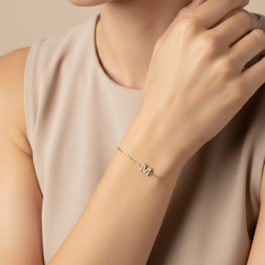 Personalised Diamond Initial Bracelet