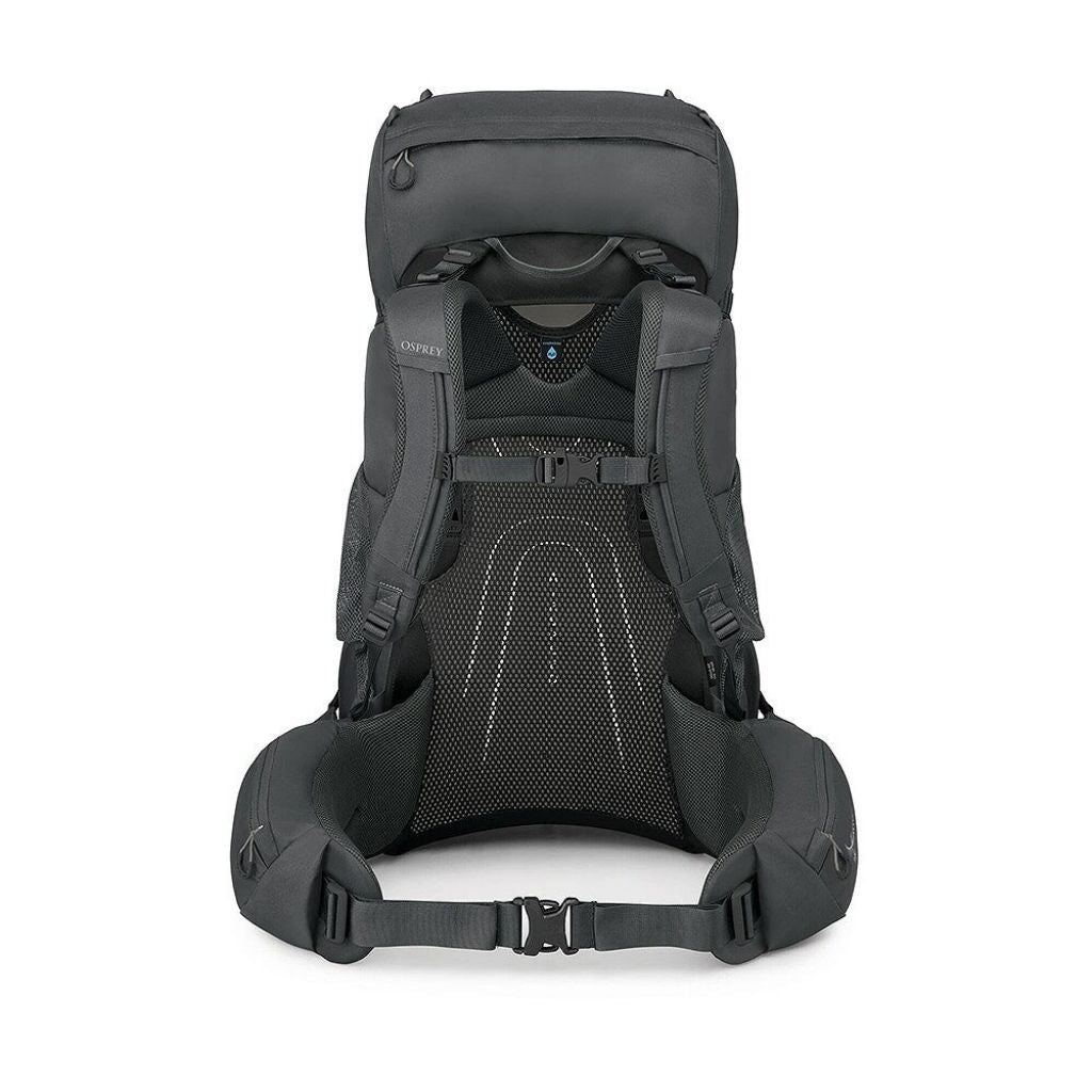 Black backpack on a white background