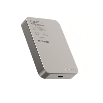 Power bank with 'momax' branding on a white background