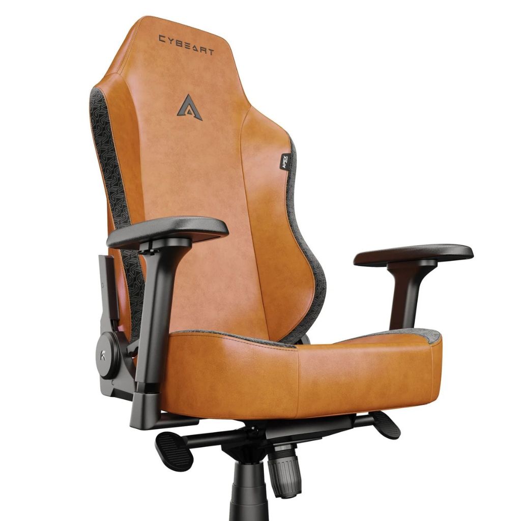 Brown gaming chair with black accents on a white background