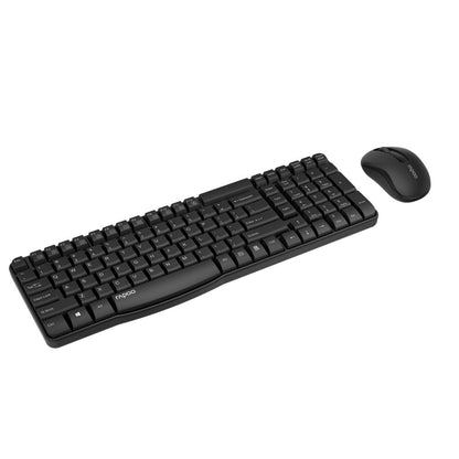 Black keyboard and mouse set on a white background