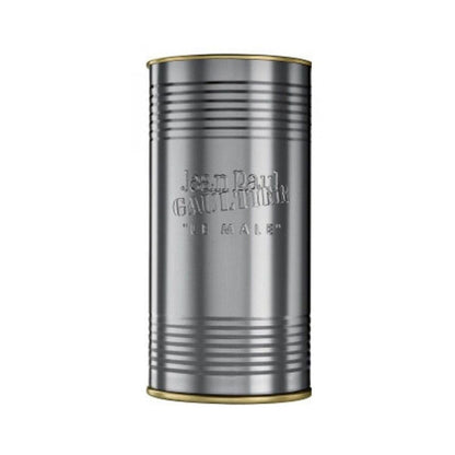 Silver cylindrical container with gold accents featuring 'Jean Paul Gaultier' branding on a white background.