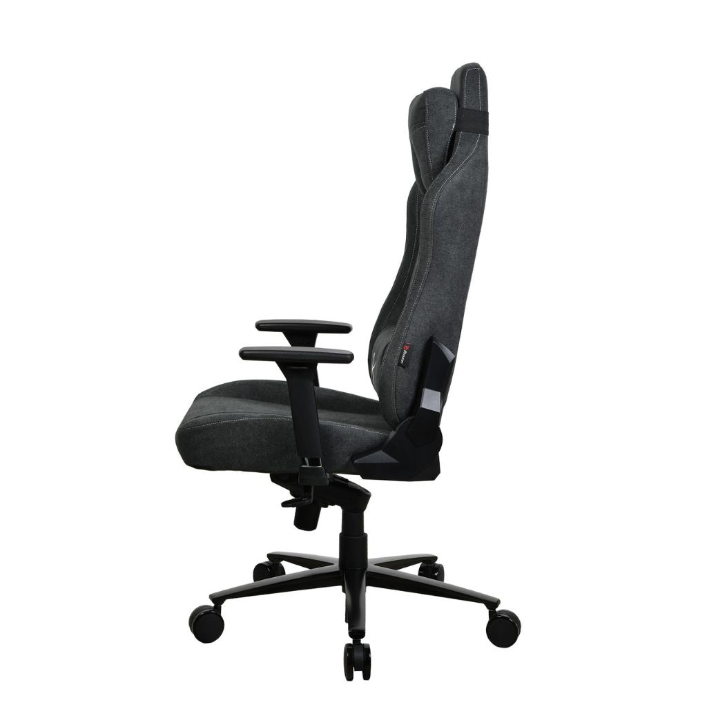 Gray office chair with adjustable features on a white background