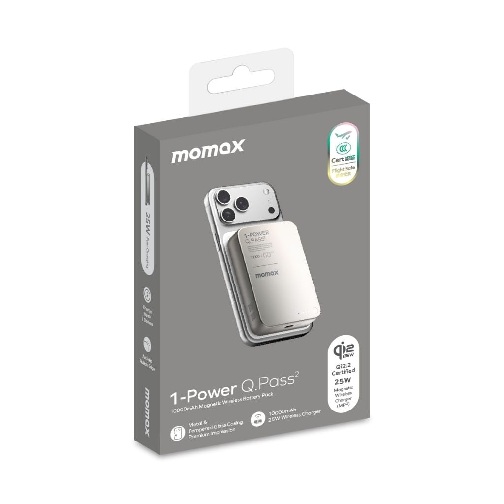 Momax 1-Power Q.Pass2 10000 mAh Qi2 25W Magnetic Wireless Power Bank
