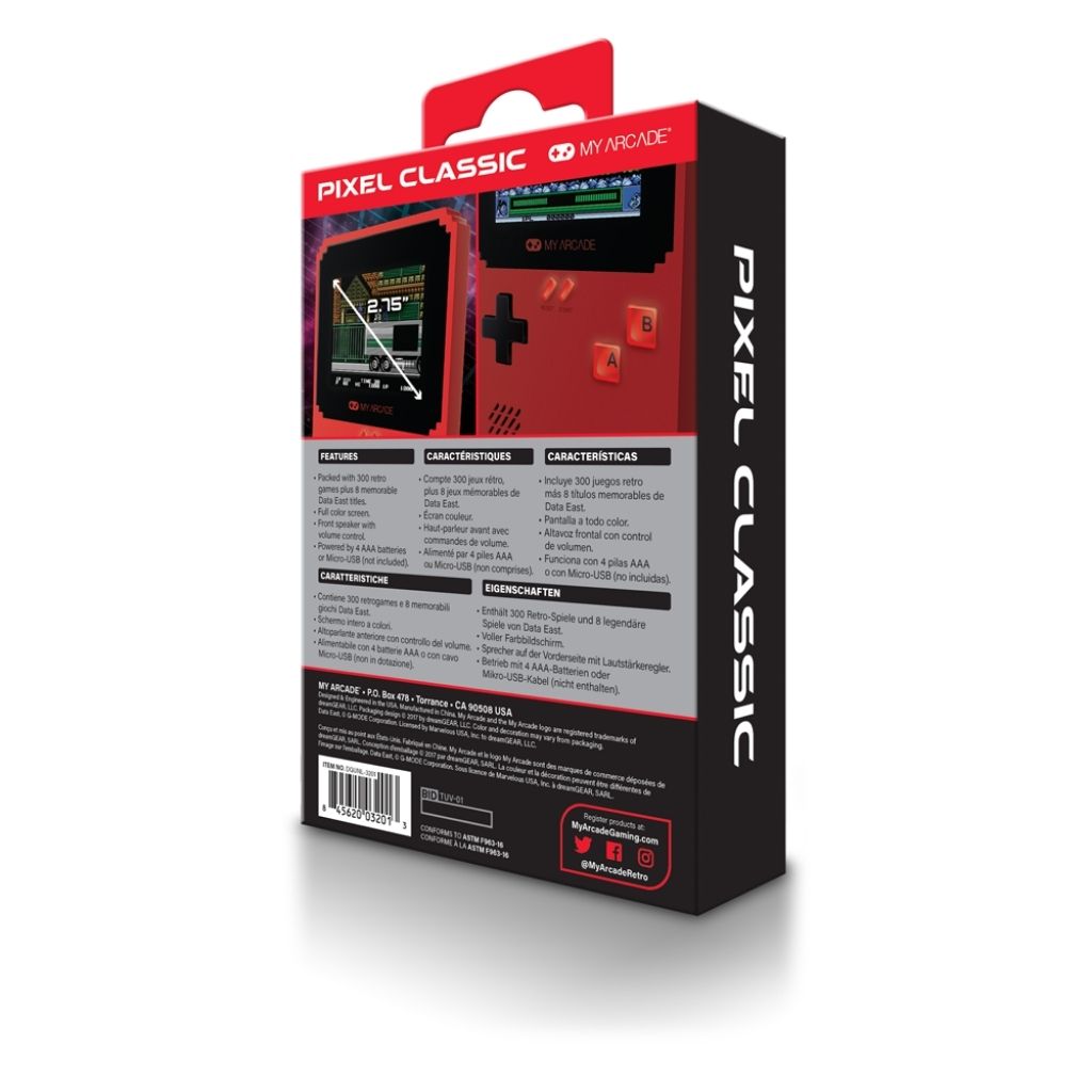 Pixel Classic gaming console packaging on a white background