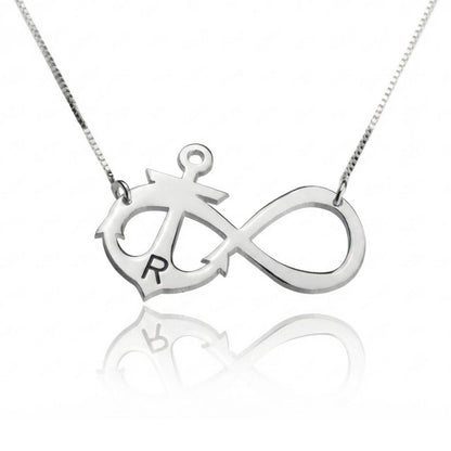 Anchor Infinity Initial Necklace