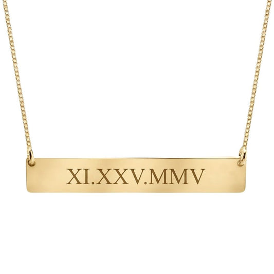 Engraved Roman Date Pendant Necklace