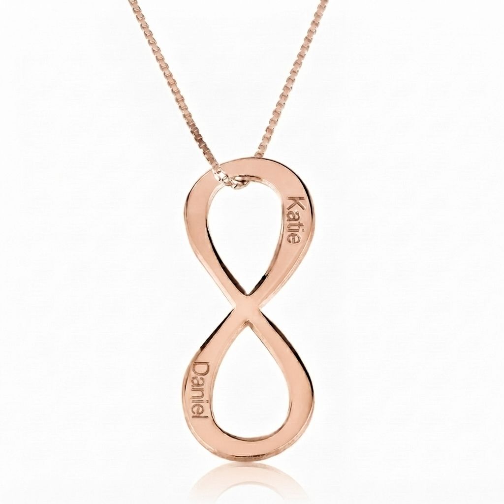 Vertical Infinity Two Names Infinity Necklace