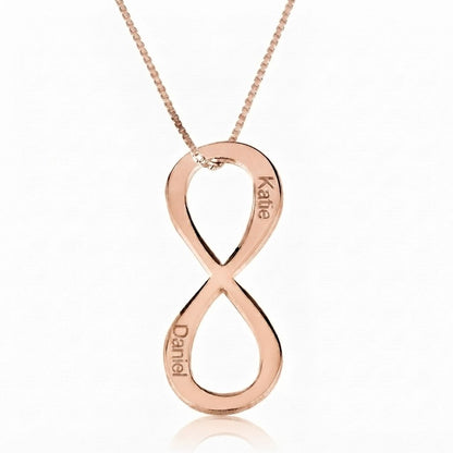 Vertical Infinity Two Names Infinity Necklace