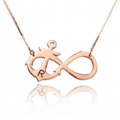 Anchor Infinity Initial Necklace