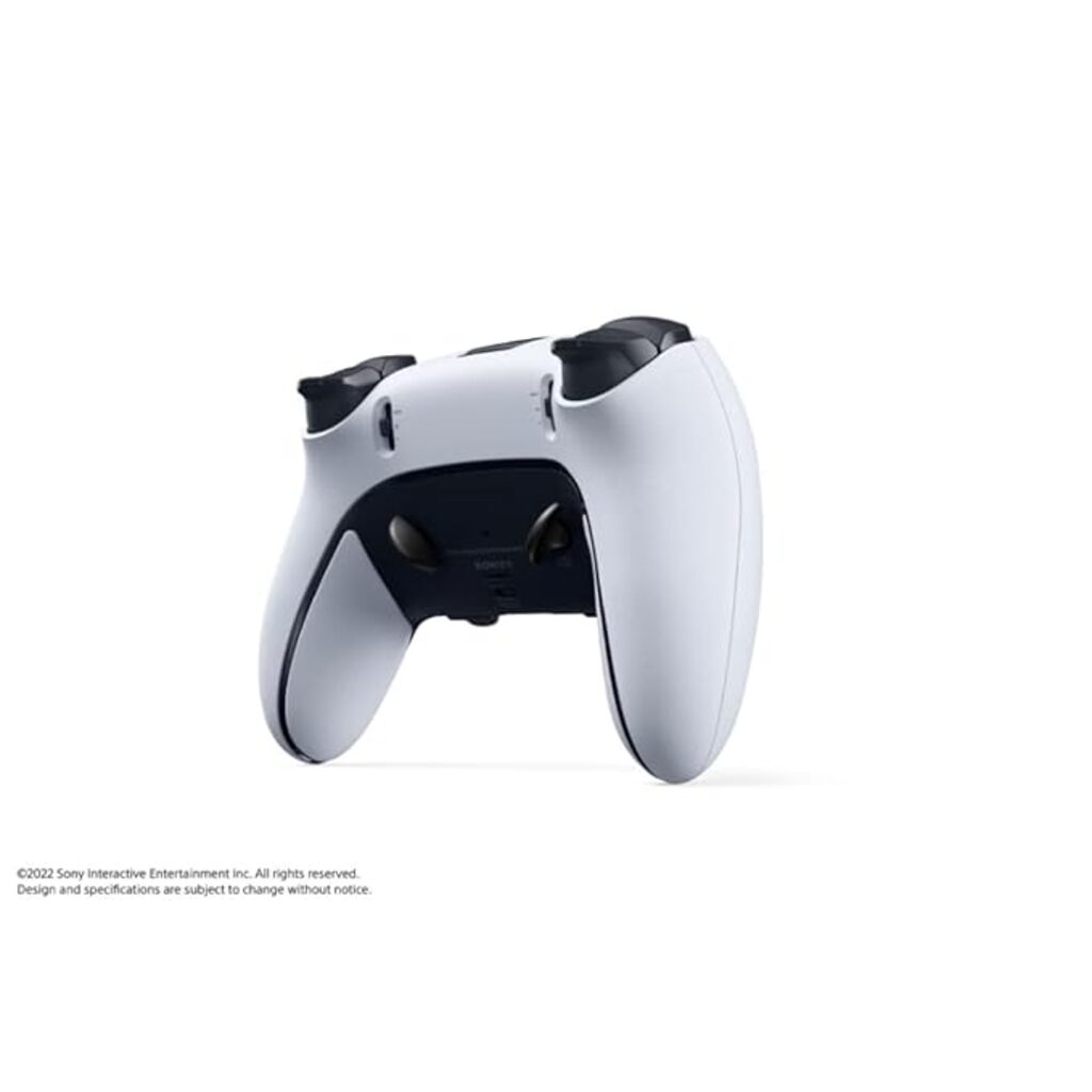 White gaming controller on a white background with Sony Interactive Entertainment logo.