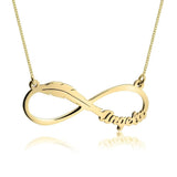 Infinity Feather Design Name Necklace