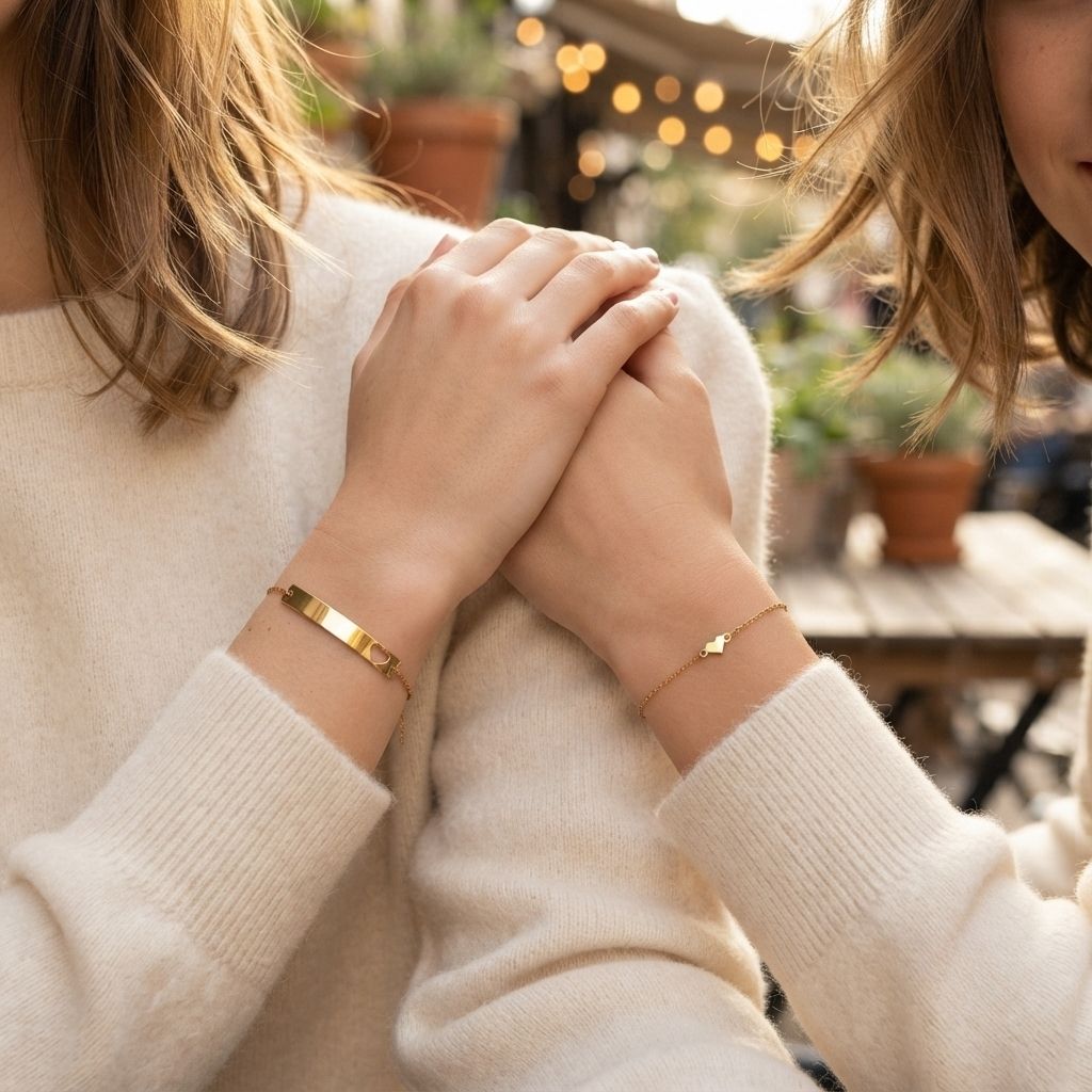 Minimal Heart Bracelet Duo Set